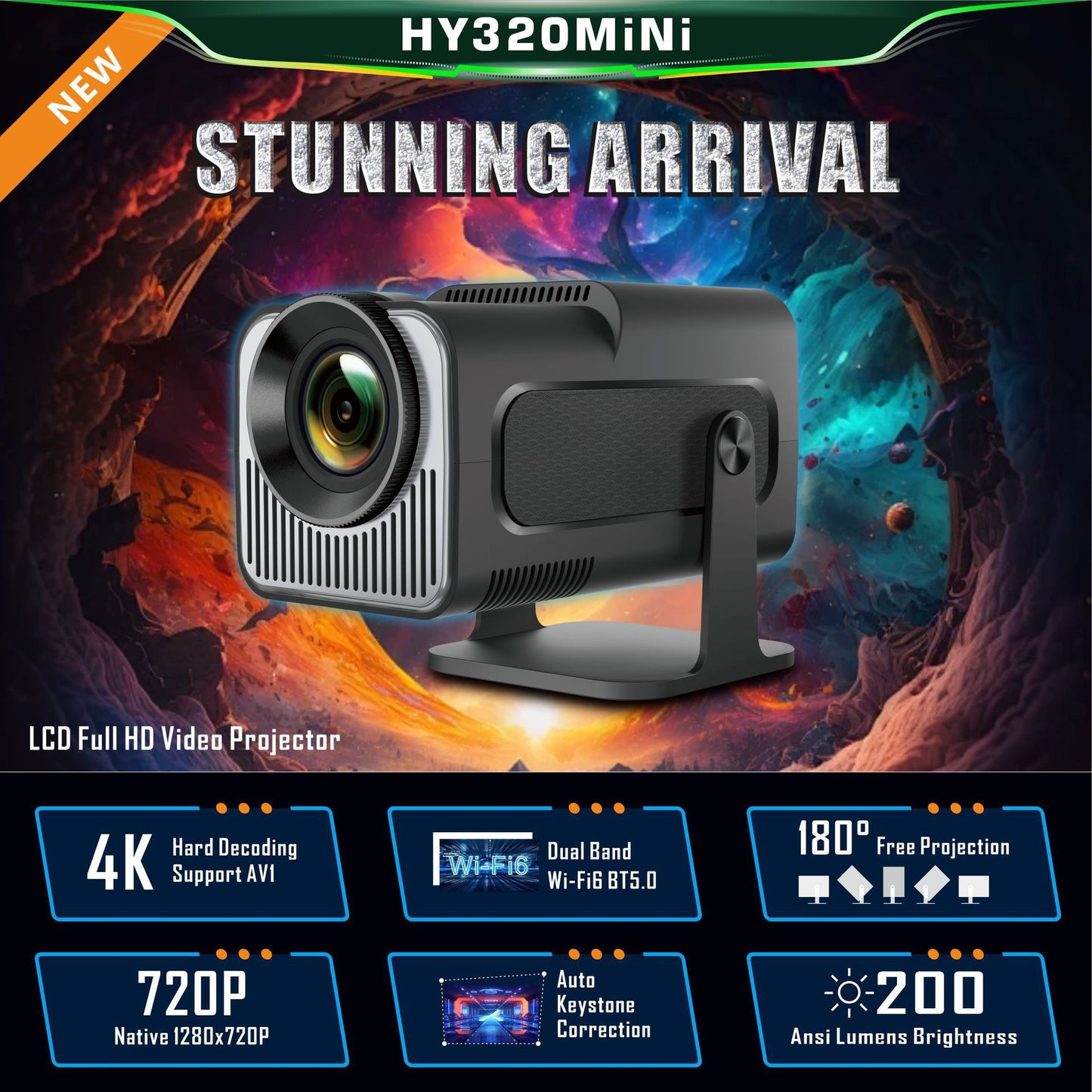 RaveBeam™ Portable Mini Projector — Instant Cinema Anywhere